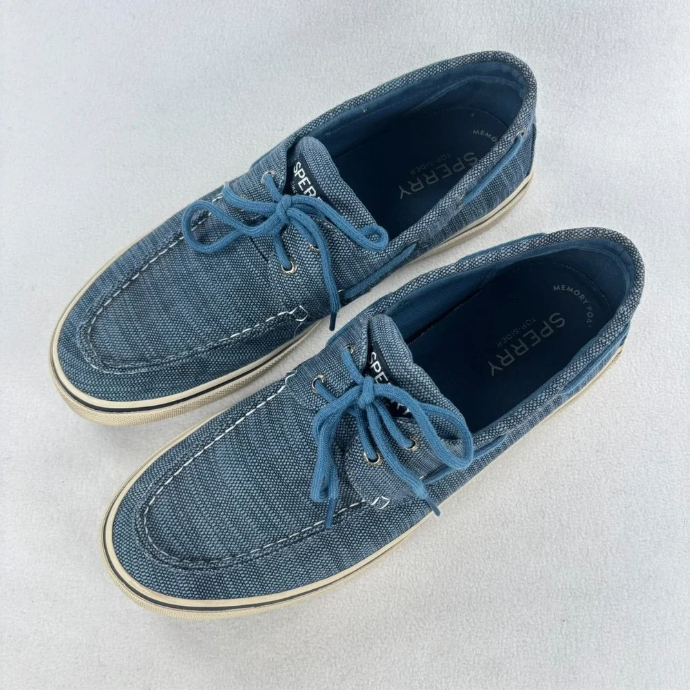 Sperry Top-Sider‎ Boat Shoes SZ 12 Coastal Nautical Canvas Baja Blue Preppy HTF
